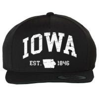 Iowa Est. 1846 Distressed Worn Design Classic Wool Snapback Cap