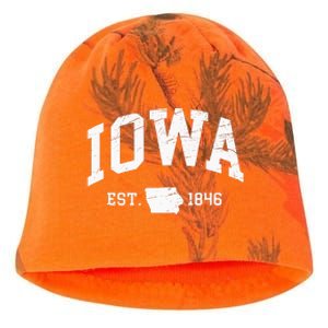 Iowa Est. 1846 Distressed Worn Design Classic Kati - Camo Knit Beanie