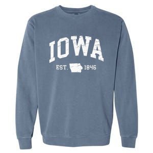 Iowa Est. 1846 Distressed Worn Design Classic Garment-Dyed Sweatshirt