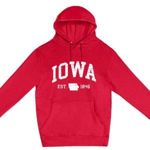 Iowa Est. 1846 Distressed Worn Design Classic Premium Pullover Hoodie