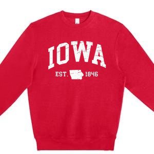 Iowa Est. 1846 Distressed Worn Design Classic Premium Crewneck Sweatshirt