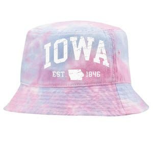 Iowa Est. 1846 Distressed Worn Design Classic Tie-Dyed Bucket Hat