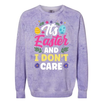 It's Easter And I Don't Care Bunny Happy Sayings Egg Colorblast Crewneck Sweatshirt