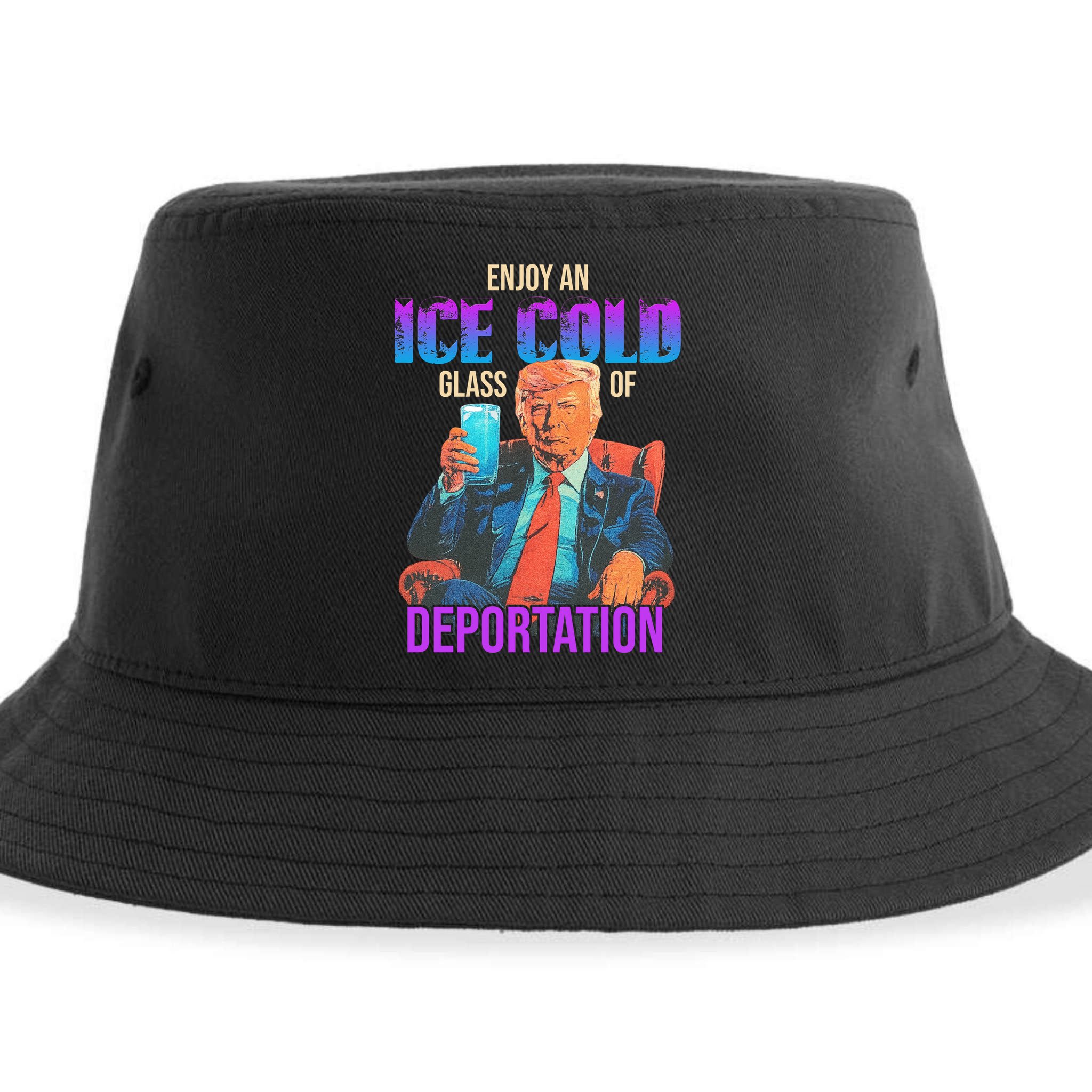ICE Enjoy An Ice Cold Glass Of Deportation Sustainable Bucket Hat