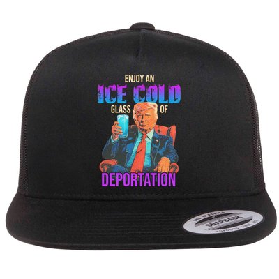 ICE Enjoy An Ice Cold Glass Of Deportation Flat Bill Trucker Hat