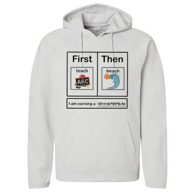 Iam Earning A Summerbreak First Teach Then Beach For Teacher Performance Fleece Hoodie