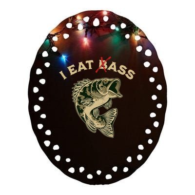 I Eat Bass Ceramic Oval Ornament