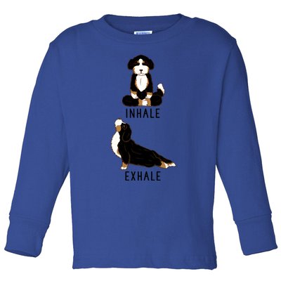 Inhale Exhale Bernedoodle Funny Doodle Dog Yoga Gift Toddler Long Sleeve Shirt