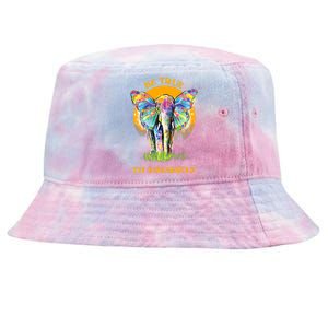 Inspirational Elephant Butterfly Motivational Saying Tie-Dyed Bucket Hat