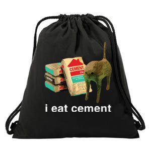 I Eat Cement Cursed Cat Funny Oddly Specific Dank Meme Drawstring Bag