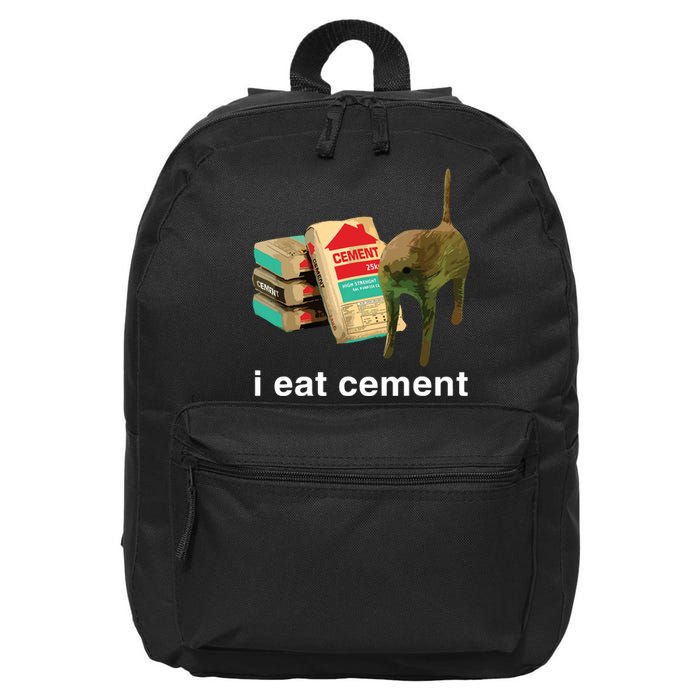 I Eat Cement Cursed Cat Funny Oddly Specific Dank Meme 16 in Basic Backpack