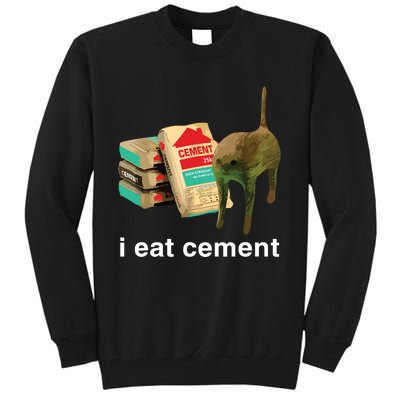 I Eat Cement Cursed Cat Funny Oddly Specific Dank Meme Tall Sweatshirt