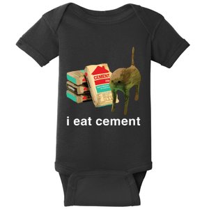 I Eat Cement Cursed Cat Funny Oddly Specific Dank Meme Baby Bodysuit