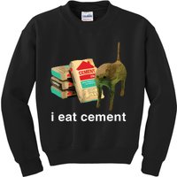 I Eat Cement Cursed Cat Funny Oddly Specific Dank Meme Kids Sweatshirt