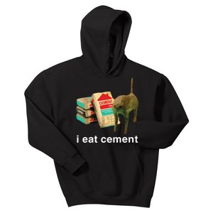 I Eat Cement Cursed Cat Funny Oddly Specific Dank Meme Kids Hoodie