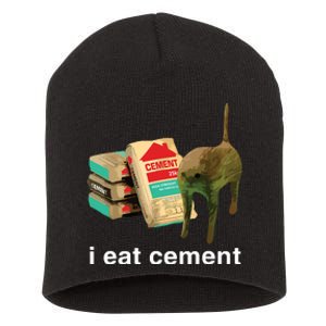 I Eat Cement Cursed Cat Funny Oddly Specific Dank Meme Short Acrylic Beanie