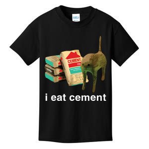 I Eat Cement Cursed Cat Funny Oddly Specific Dank Meme Kids T-Shirt