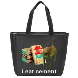 I Eat Cement Cursed Cat Funny Oddly Specific Dank Meme Zip Tote Bag