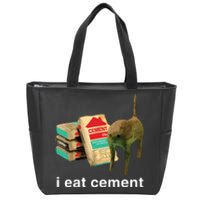 I Eat Cement Cursed Cat Funny Oddly Specific Dank Meme Zip Tote Bag