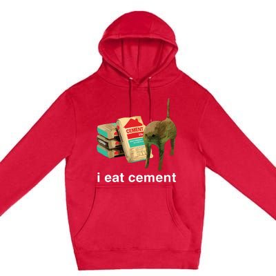 I Eat Cement Cursed Cat Funny Oddly Specific Dank Meme Premium Pullover Hoodie