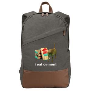 I Eat Cement Cursed Cat Funny Oddly Specific Dank Meme Cotton Canvas Backpack