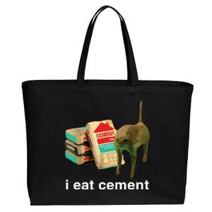 I Eat Cement Cursed Cat Funny Oddly Specific Dank Meme Cotton Canvas Jumbo Tote