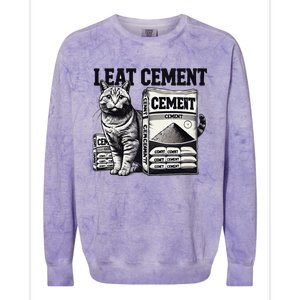 I Eat Cement Cursed Cat Funny Oddly Specific Weird Meme Colorblast Crewneck Sweatshirt