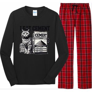 I Eat Cement Cursed Cat Funny Oddly Specific Weird Meme Long Sleeve Pajama Set