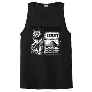 I Eat Cement Cursed Cat Funny Oddly Specific Weird Meme PosiCharge Competitor Tank