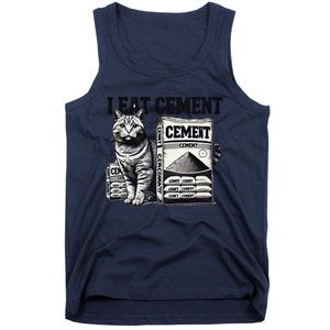 I Eat Cement Cursed Cat Funny Oddly Specific Weird Meme Tank Top