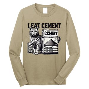 I Eat Cement Cursed Cat Funny Oddly Specific Weird Meme Long Sleeve Shirt