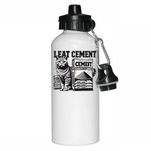 I Eat Cement Cursed Cat Funny Oddly Specific Weird Meme Aluminum Water Bottle