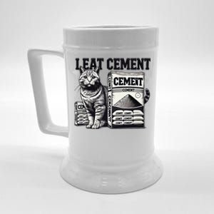 I Eat Cement Cursed Cat Funny Oddly Specific Weird Meme Beer Stein