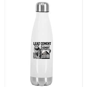 I Eat Cement Cursed Cat Funny Oddly Specific Weird Meme Stainless Steel Insulated Water Bottle