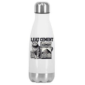 I Eat Cement Cursed Cat Funny Oddly Specific Weird Meme Stainless Steel Insulated Water Bottle