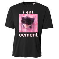 I Eat Cement Cursed Cat Funny Oddly Specific Dank Meme Cooling Performance Crew T-Shirt