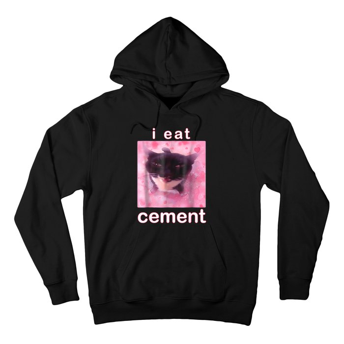 I Eat Cement Cursed Cat Funny Oddly Specific Dank Meme Hoodie