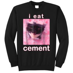 I Eat Cement Cursed Cat Funny Oddly Specific Dank Meme Sweatshirt