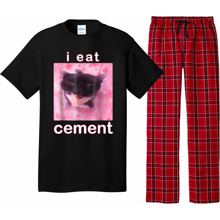 I Eat Cement Cursed Cat Funny Oddly Specific Dank Meme Pajama Set