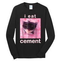 I Eat Cement Cursed Cat Funny Oddly Specific Dank Meme Tall Long Sleeve T-Shirt