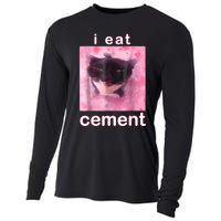 I Eat Cement Cursed Cat Funny Oddly Specific Dank Meme Cooling Performance Long Sleeve Crew