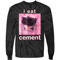 I Eat Cement Cursed Cat Funny Oddly Specific Dank Meme Tie-Dye Long Sleeve Shirt