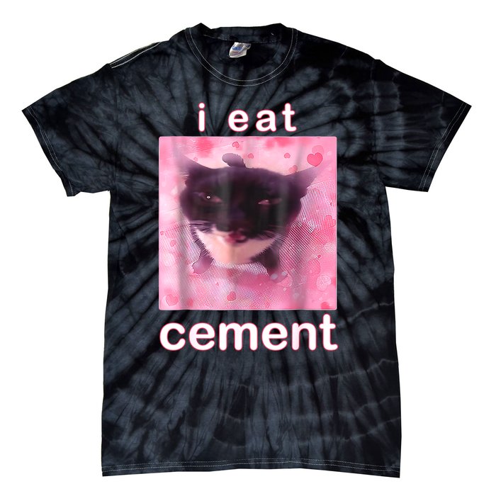 I Eat Cement Cursed Cat Funny Oddly Specific Dank Meme Tie-Dye T-Shirt