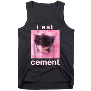 I Eat Cement Cursed Cat Funny Oddly Specific Dank Meme Tank Top