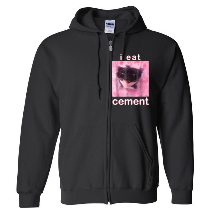 I Eat Cement Cursed Cat Funny Oddly Specific Dank Meme Full Zip Hoodie