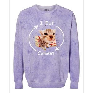 I Eat Cement Cursed Cat Funny Oddly Specific Weird Meme Colorblast Crewneck Sweatshirt