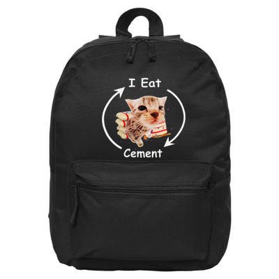I Eat Cement Cursed Cat Funny Oddly Specific Weird Meme 16 in Basic Backpack