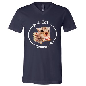 I Eat Cement Cursed Cat Funny Oddly Specific Weird Meme V-Neck T-Shirt