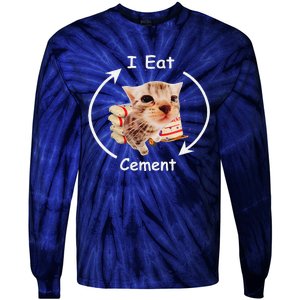 I Eat Cement Cursed Cat Funny Oddly Specific Weird Meme Tie-Dye Long Sleeve Shirt