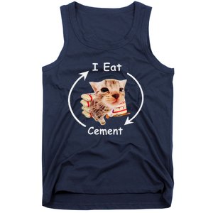 I Eat Cement Cursed Cat Funny Oddly Specific Weird Meme Tank Top